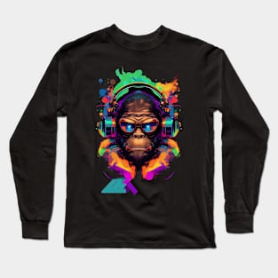 Anime Cyber Ape (Sci-Fi Ape Vintage Retro Future Design Cyberpunk Space Ape) Long Sleeve T-Shirt